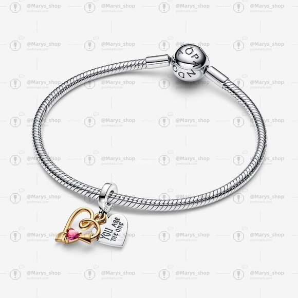 Pandora Engravable Heart & Arrow Double Dangle Charm - Picture 4 of 6